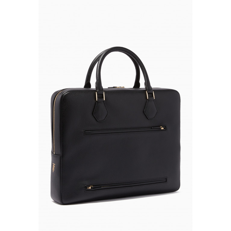MONTROI - Black Warfield Single Leather Briefcase