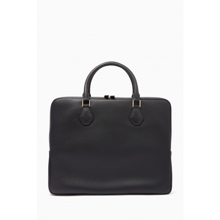 MONTROI - Black Warfield Single Leather Briefcase