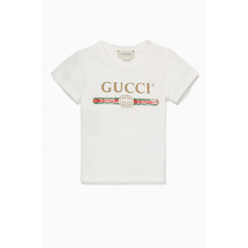 Gucci - White Logo-Print Cotton T-Shirt
