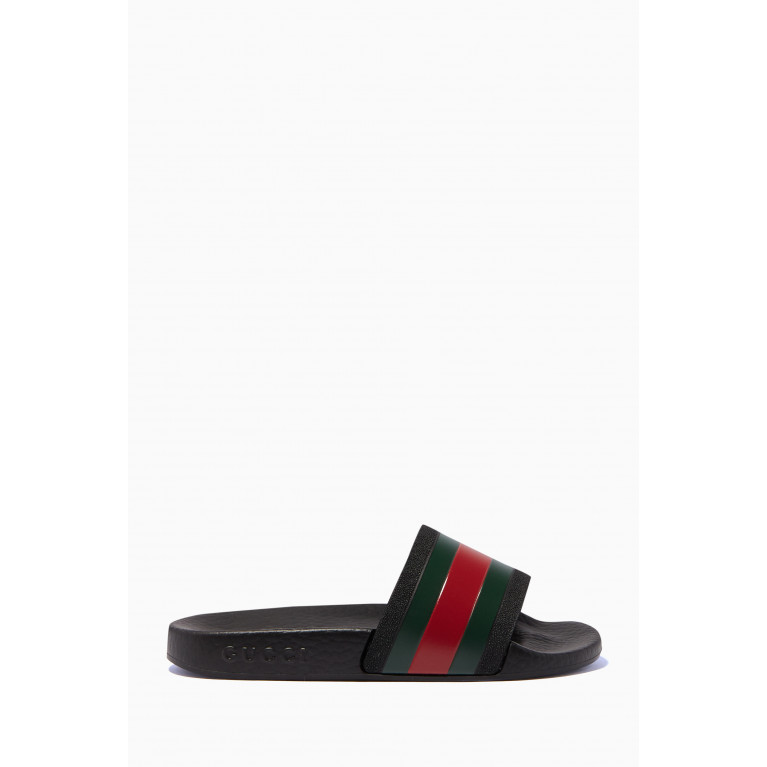 Gucci - Black Striped Band Rubber Slides
