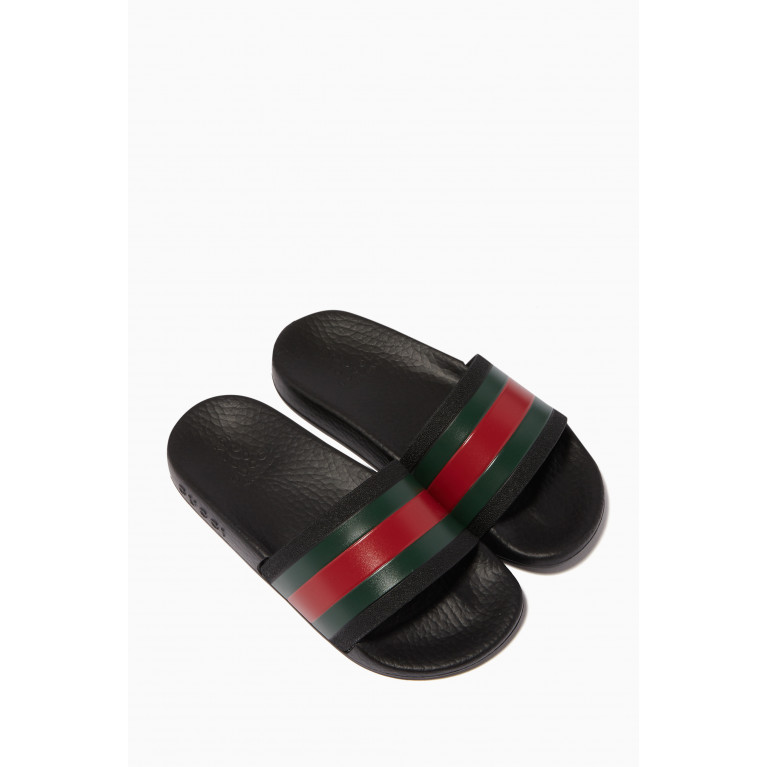 Gucci - Black Striped Band Rubber Slides