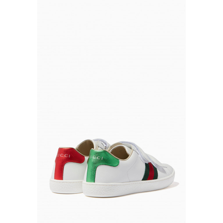 Gucci - White Velcro Strap Leather Sneakers