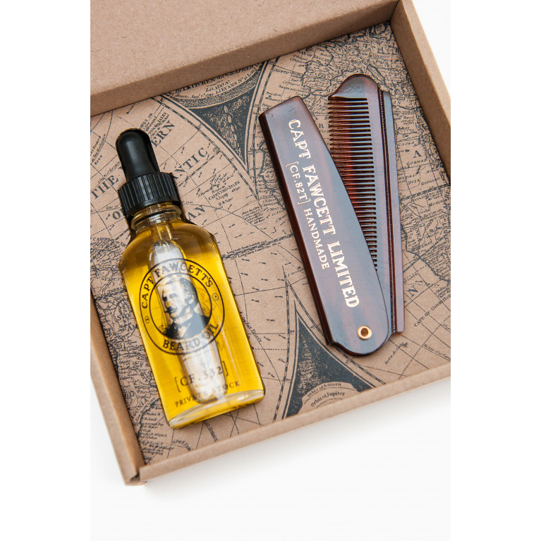 Captain Fawcett - Beard Oil & Beard Comb Gift Set