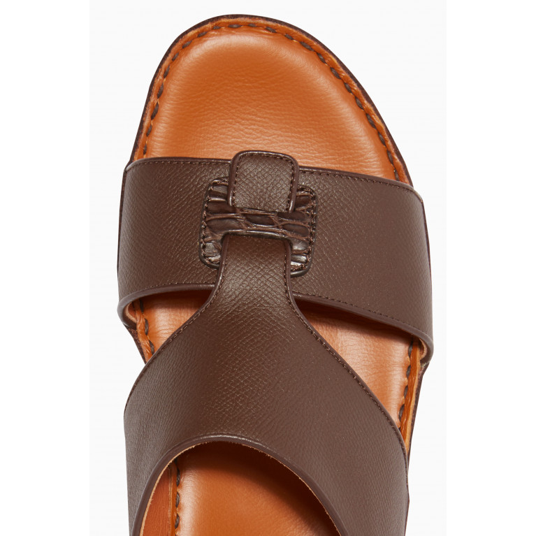 Private Collection - Chestnut-Brown Heritage Calfskin Sandals Brown