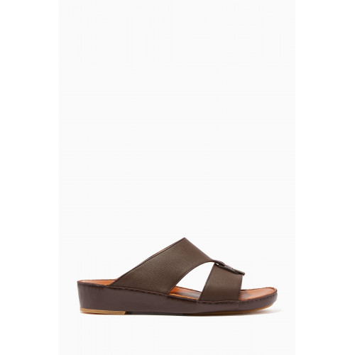 Private Collection - Chestnut-Brown Heritage Calfskin Sandals Brown