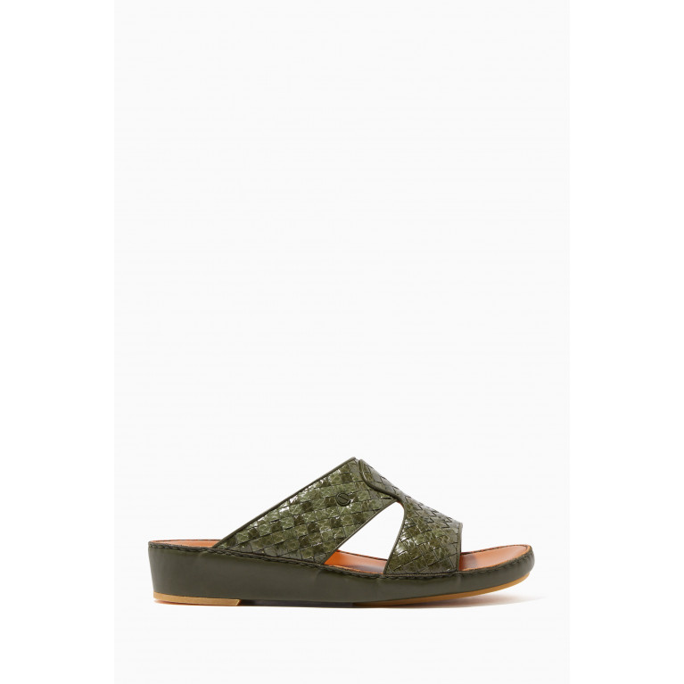 Private Collection - Green Karung Snakeskin Peninsula Trecce Sandals Green