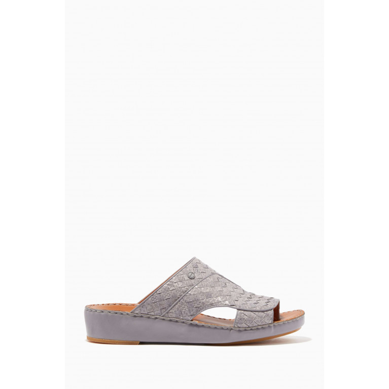 Private Collection - Grey Karung Snakeskin Trecce Sandals Grey