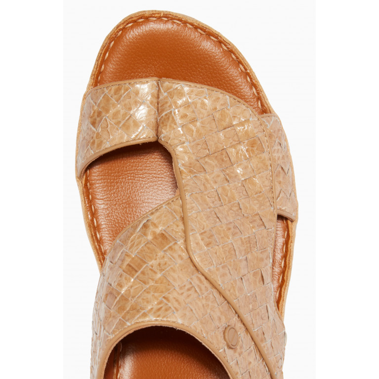 Private Collection - Natural Karung Snakeskin Trecce Sandals Neutral