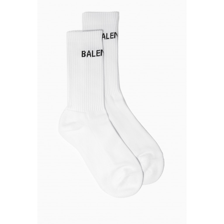 Balenciaga - Logo Detail Cotton Socks White