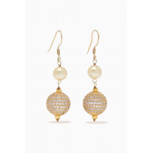 The Jewels Jar - Cubic Zirconia Ball & Pearl Dangle Earrings