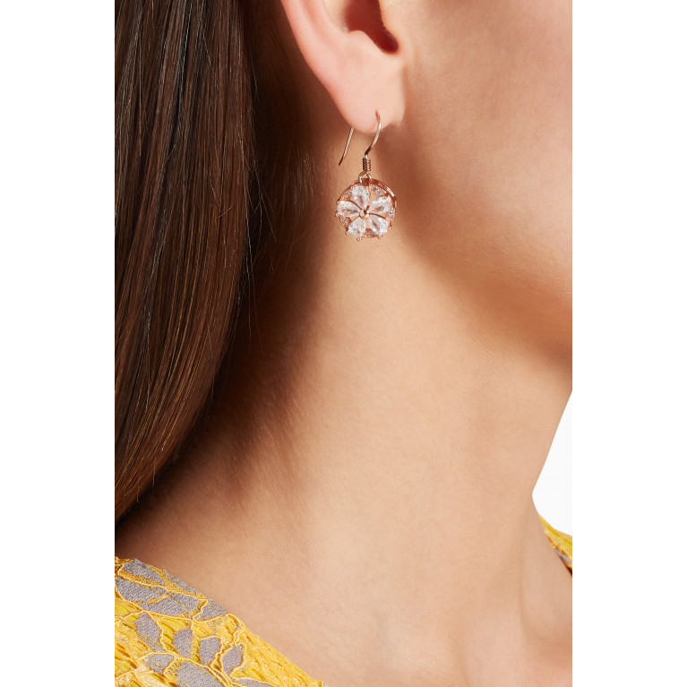 The Jewels Jar - Embedded Flower Cubic Zirconia Earrings Rose Gold