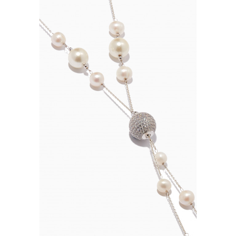 The Jewels Jar - Sherine Pearl Tassel Necklace in Sterling Silver