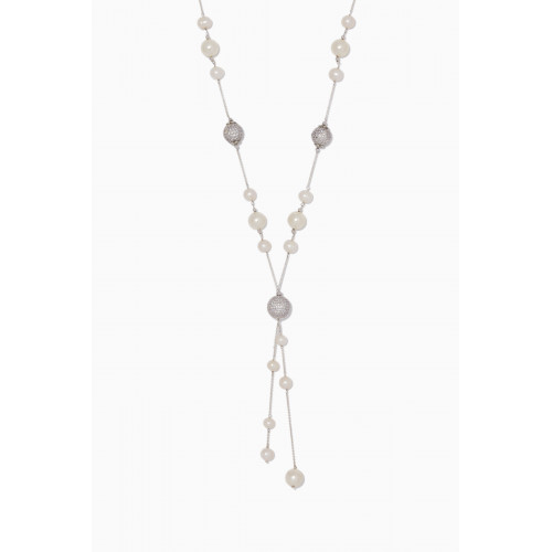 The Jewels Jar - Sherine Pearl Tassel Necklace in Sterling Silver