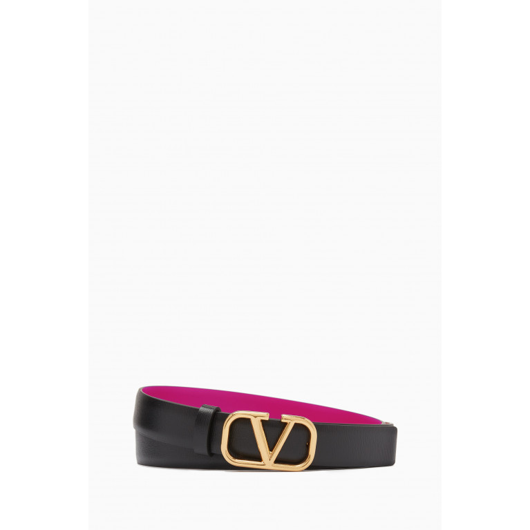 Valentino - Valentino Garavani VLOGO Reversible Belt in Glossy Calfskin, 20mm Pink