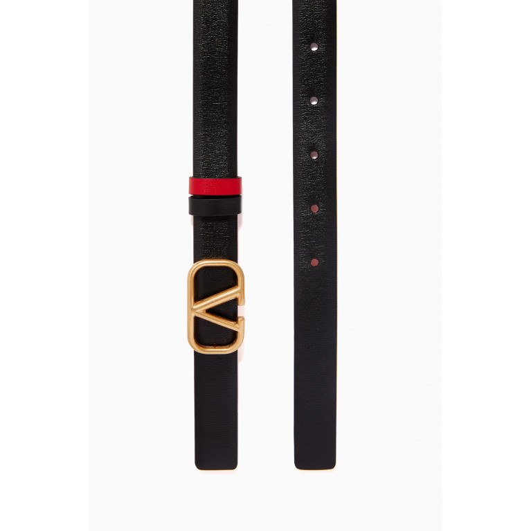 Valentino - Valentino Garavani VLOGO Reversible Belt in Glossy Calfskin, 20mm Red