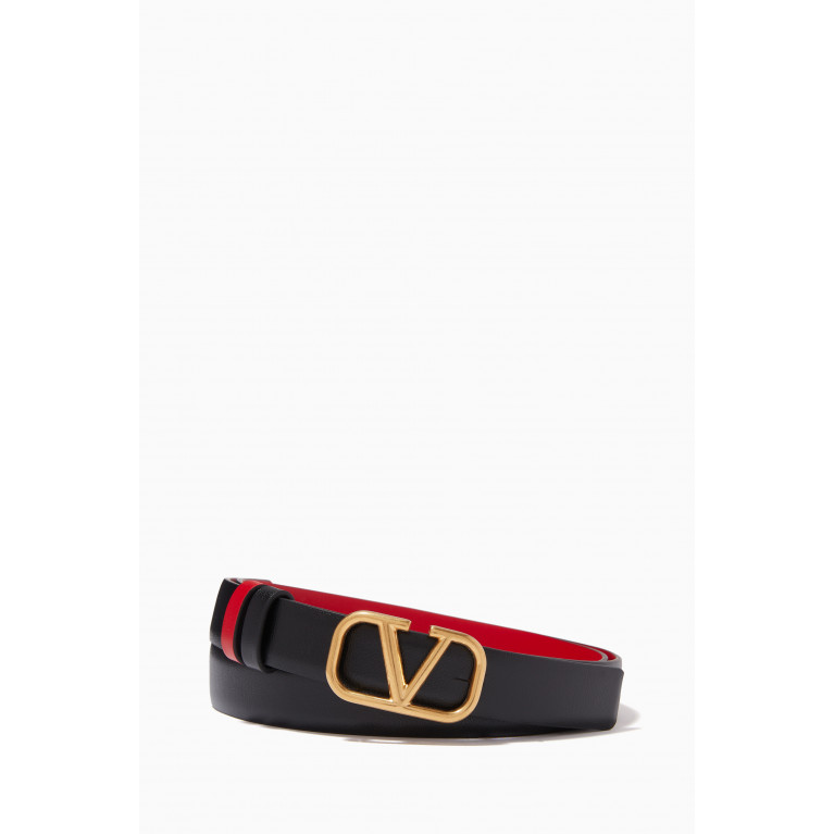 Valentino - Valentino Garavani VLOGO Reversible Belt in Glossy Calfskin, 20mm Red