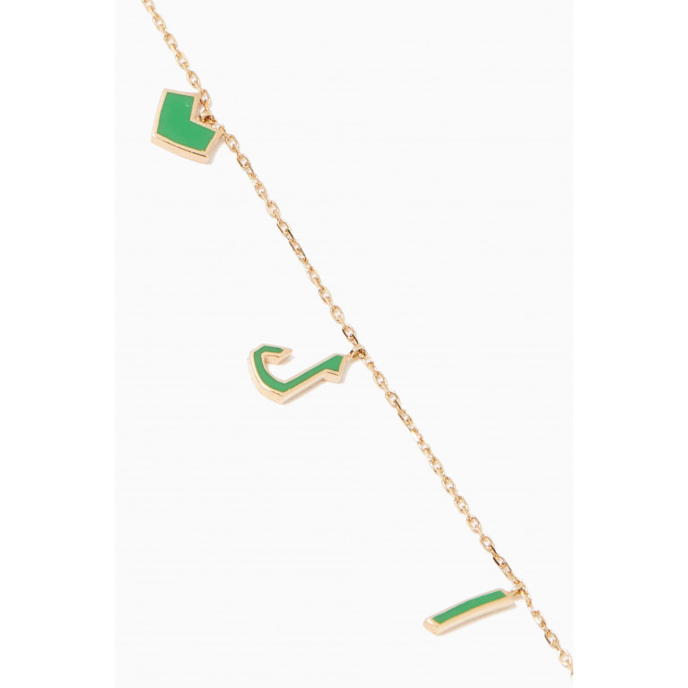 Bil Arabi - Yellow-Gold & Green-Enamel Al Hobb Charm Necklace