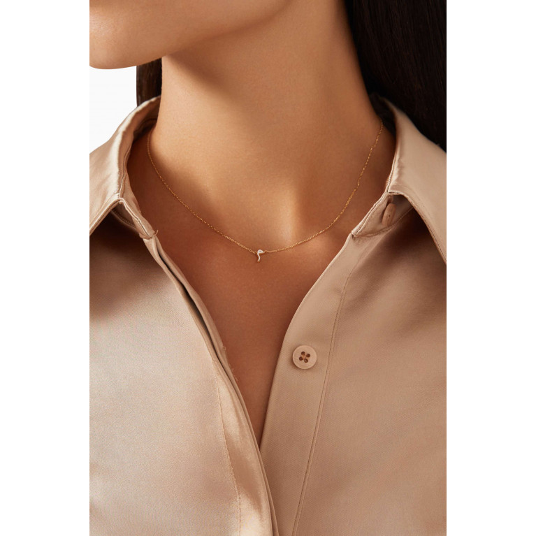 Bil Arabi - 'M' Enamel Necklace in 18kt Gold White