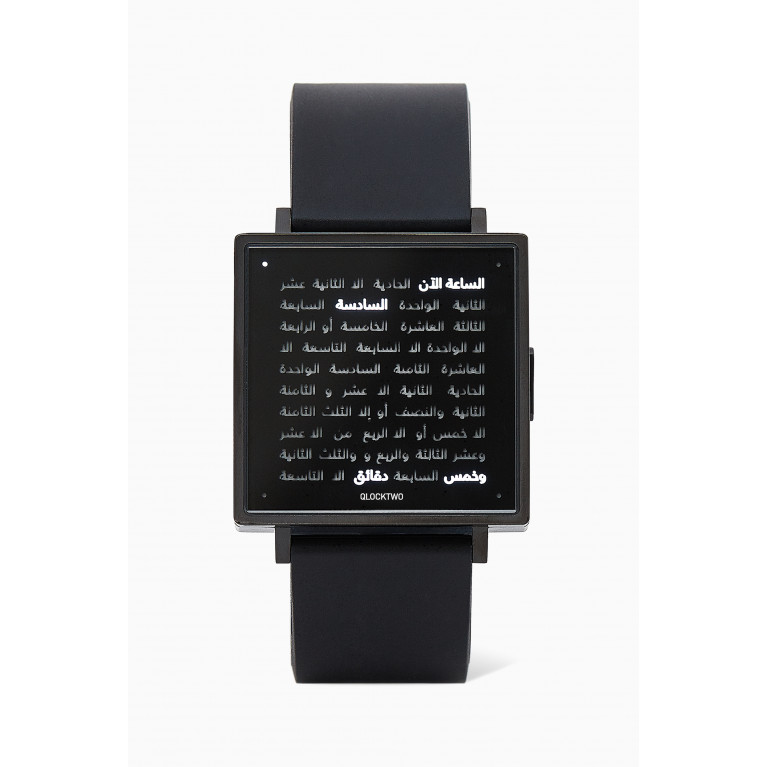 QLOCKTWO - W39 Black Steel Rubber Strap Arabic Watch
