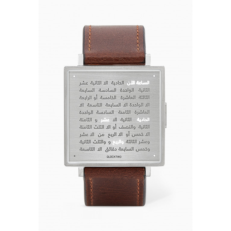QLOCKTWO - W39 Fine Steel Vintage-Leather Strap Arabic Watch