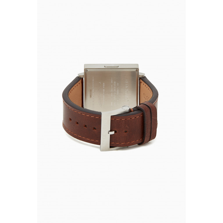 QLOCKTWO - W39 Fine Steel Vintage-Leather Strap English Watch