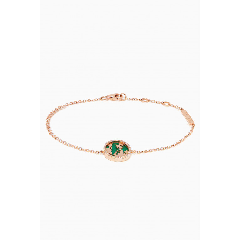 Charmaleena - Rose-Gold, Diamond & Malachite My World Bracelet