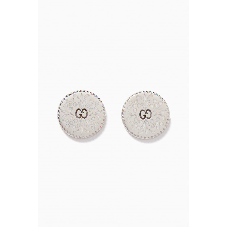 Gucci - White-Gold & Enamel Icon Stud Earrings