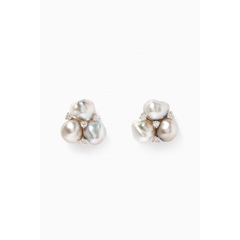Robert Wan - Keshi Trefle Pearl & Diamond Earrings