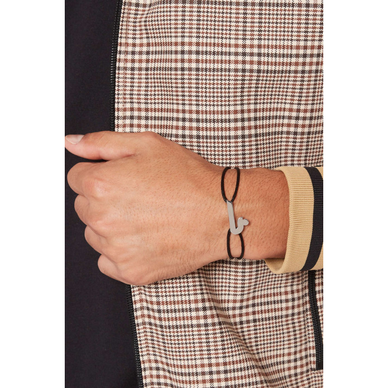 Bil Arabi - Arabic Kha Letter Silver & Fabric Bracelet
