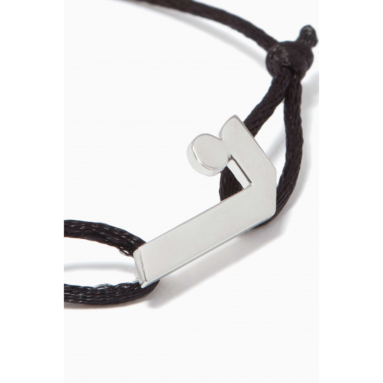 Bil Arabi - Arabic N Letter Silver & Fabric Bracelet