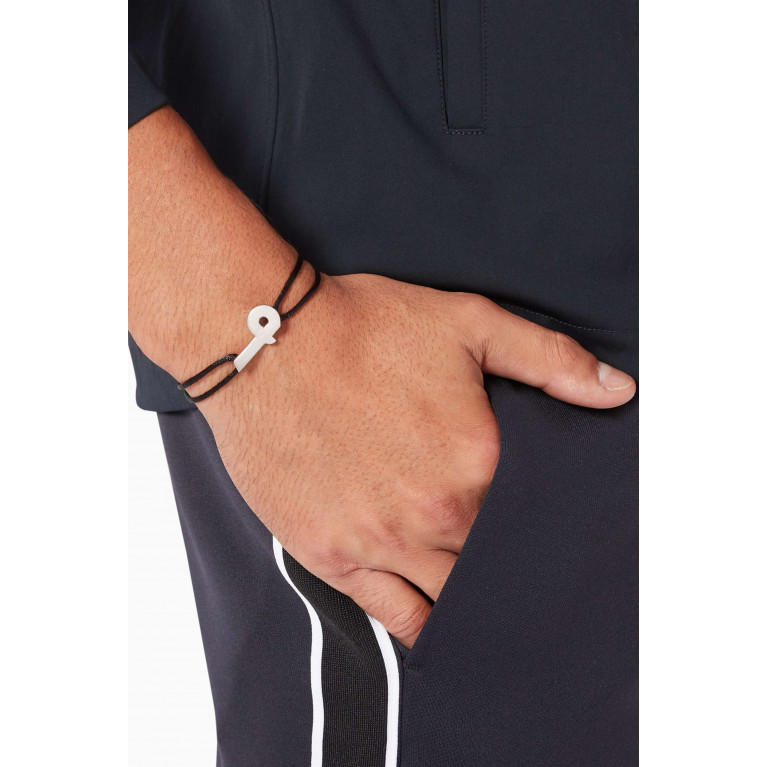Bil Arabi - Arabic M Letter Silver & Fabric Bracelet