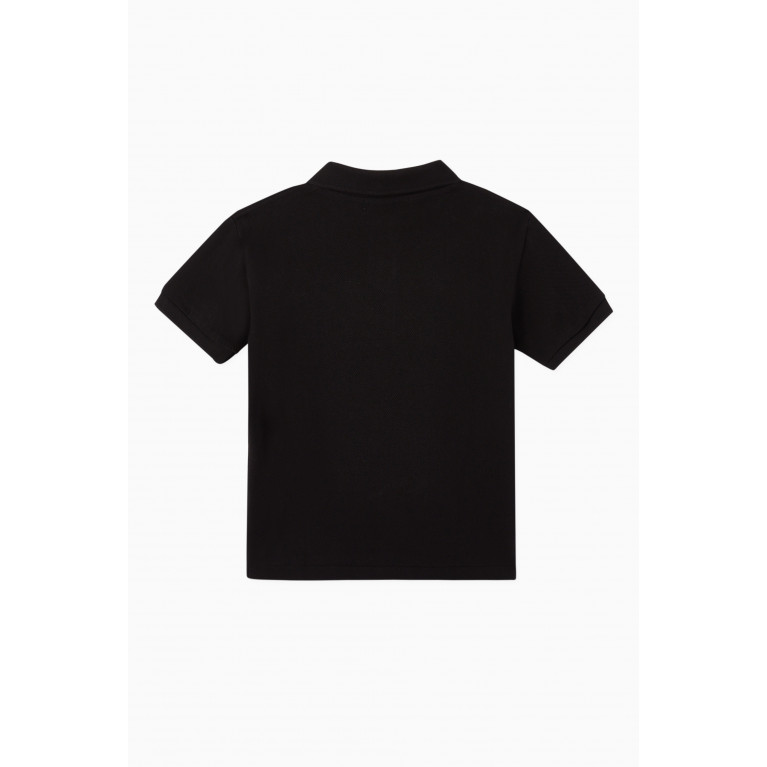 Comme des Garçons  - Logo Appliqué Cotton Piqué Polo Black