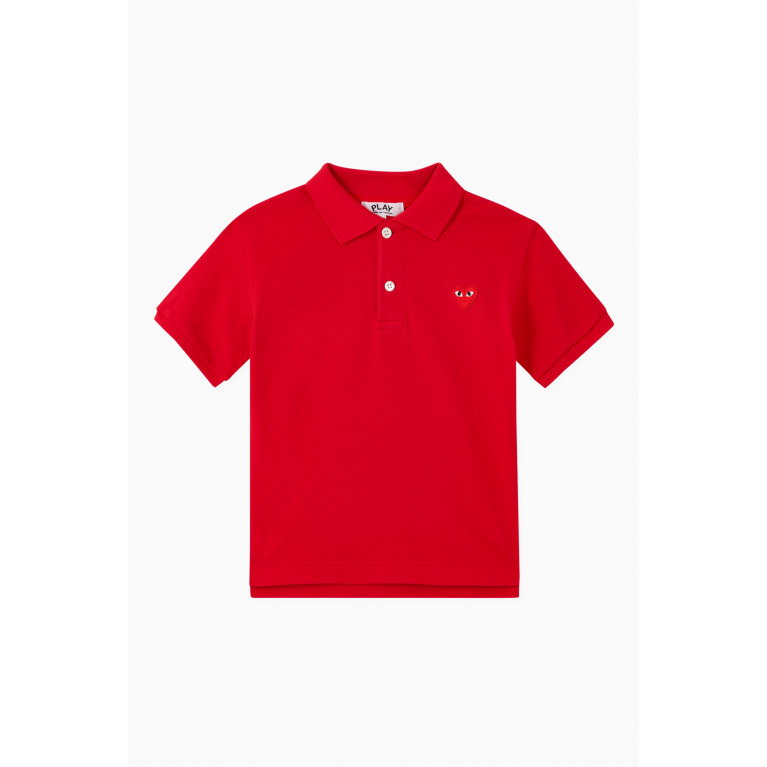 Comme des Garçons  - Heart Polo Shirt in Cotton Red