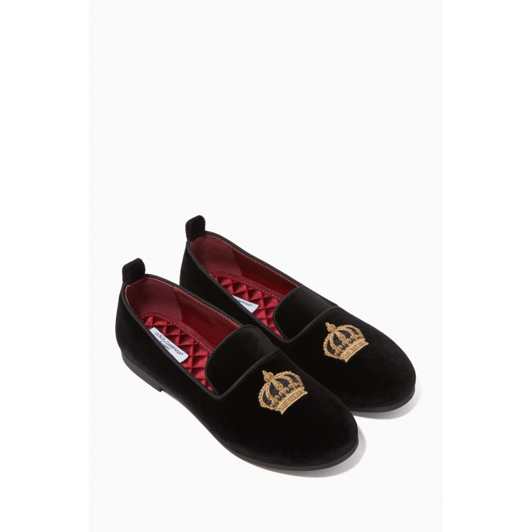 Dolce & Gabbana - Crown Detail Velvet Loafer