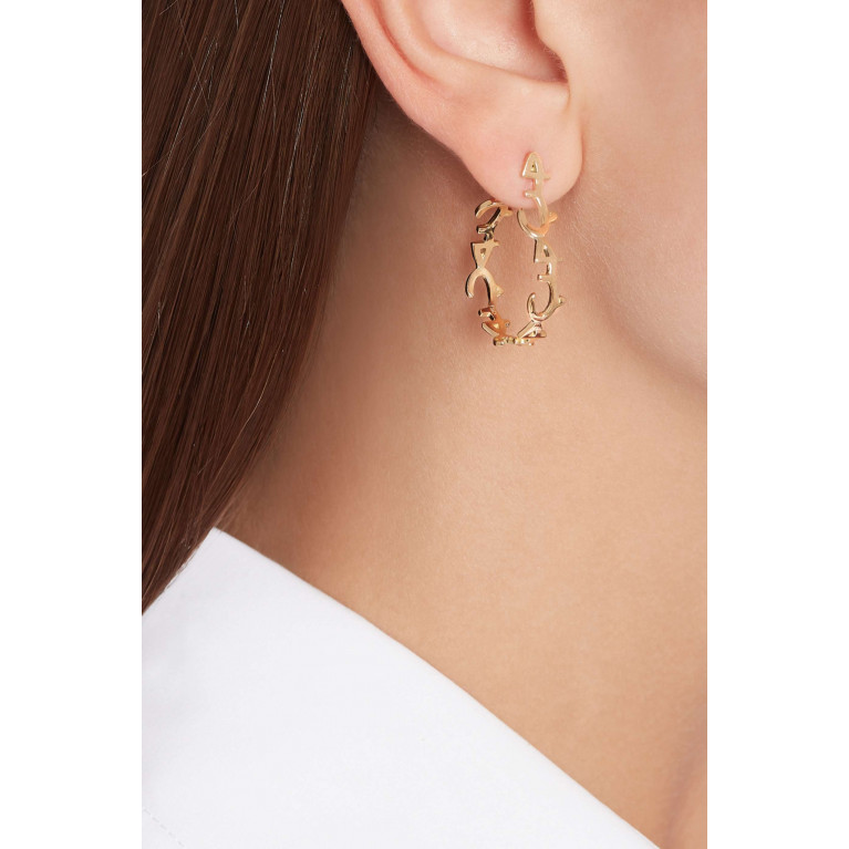 Bil Arabi - Hob/Love Hoop Earrings in 18kt Yellow Gold