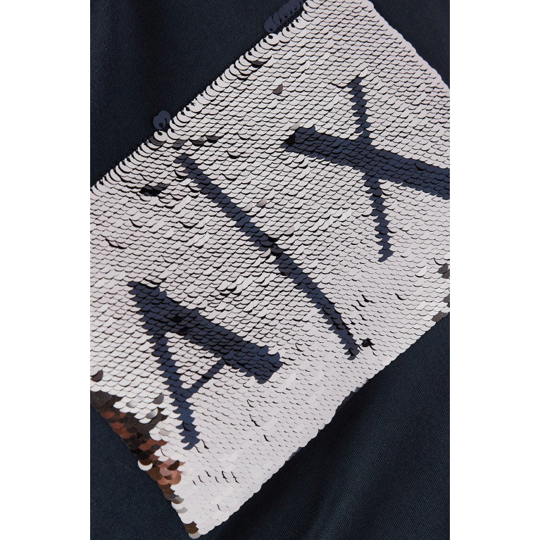 Armani Exchange - Sequin Logo Cotton T-Shirt Blue