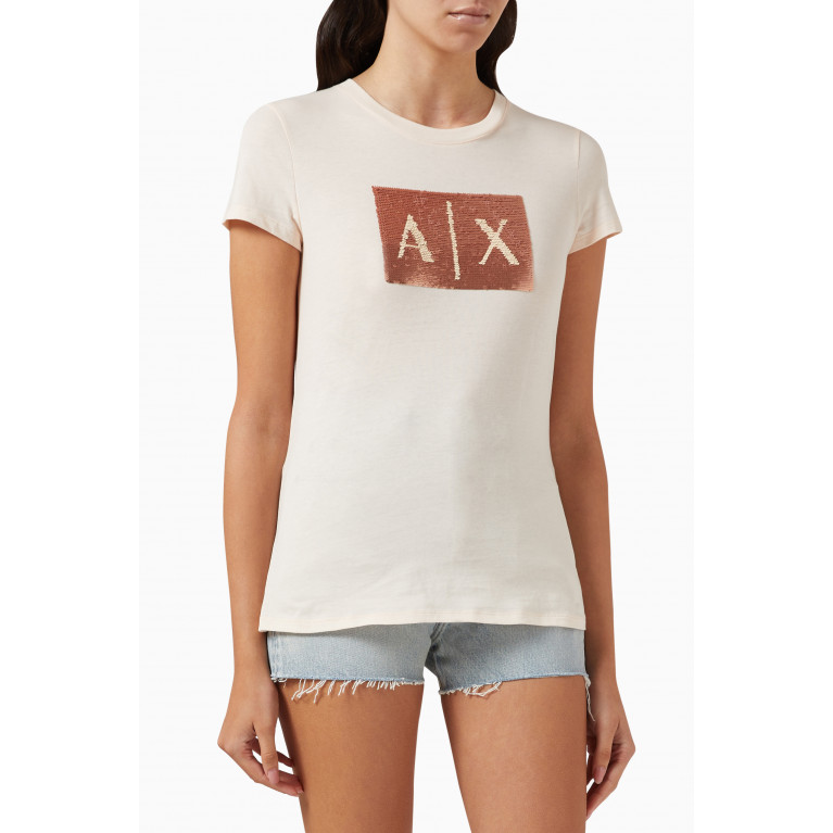 Armani Exchange - Sequin Logo Slim-fit T-shirt in Cotton-jersey Neutral