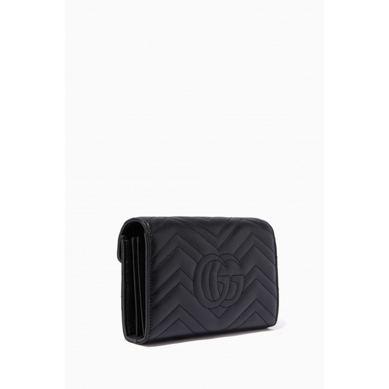 Gucci - GG Marmont Chevron Quilted Wallet on Chain Black