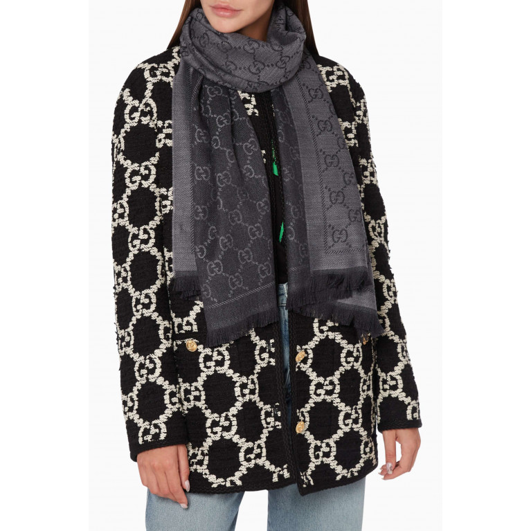 Gucci - GG Jacquard Knitted Scarf Black