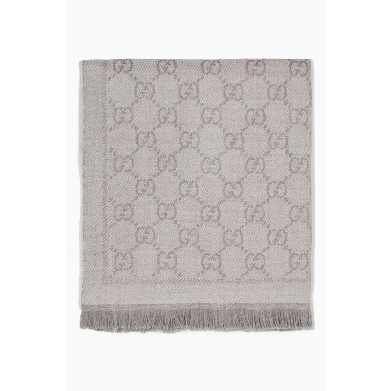 Gucci - GG Jacquard Knitted Scarf Grey