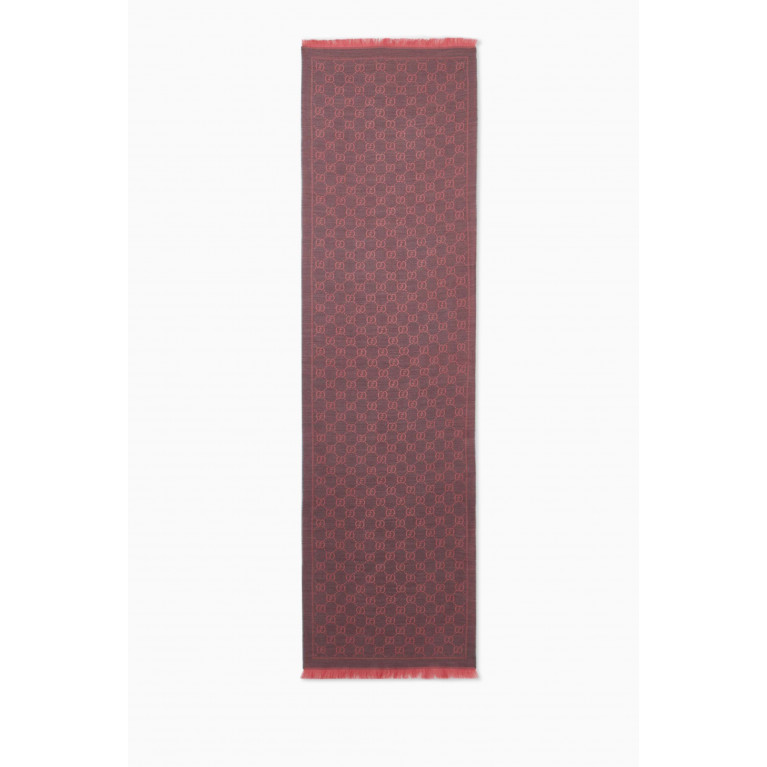 Gucci - Scarf in GG Wool Jacquard Pink