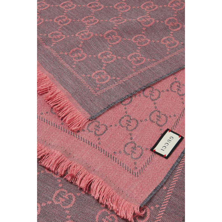 Gucci - Scarf in GG Wool Jacquard Pink
