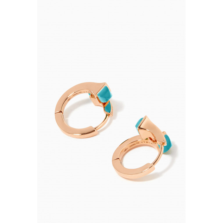 Marli - Cleo Diamond Huggie Earrings with Turquoise in 18kt Rose Gold