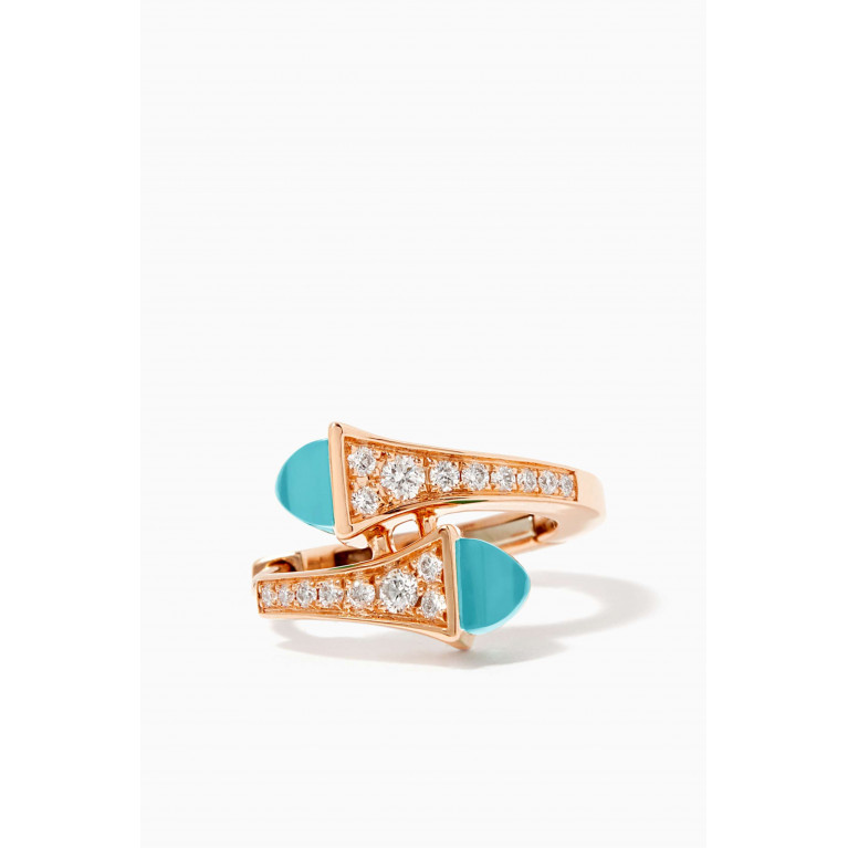 Marli - Cleo Diamond Huggie Earrings with Turquoise in 18kt Rose Gold