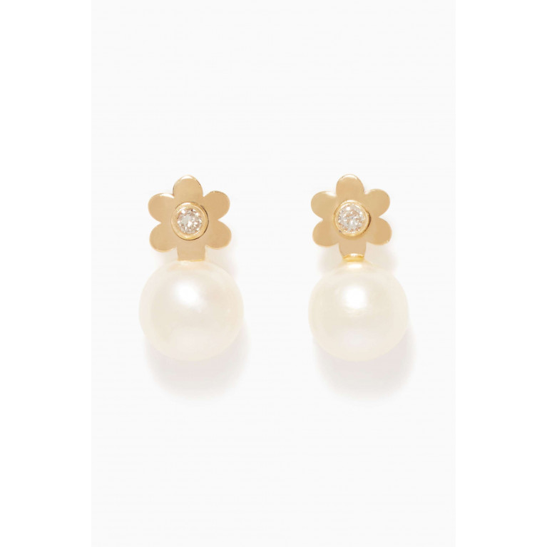 Baby Fitaihi - Floral Pearl Diamond Earrings