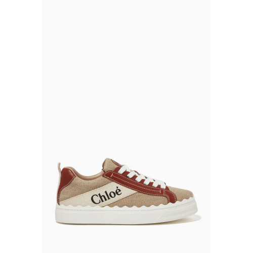 Chloé - Lauren Sneakers in Linen & Leather Neutral