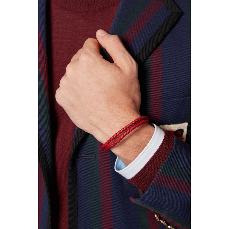 Roderer - Elio 2-Line Woven Leather Bracelet Red
