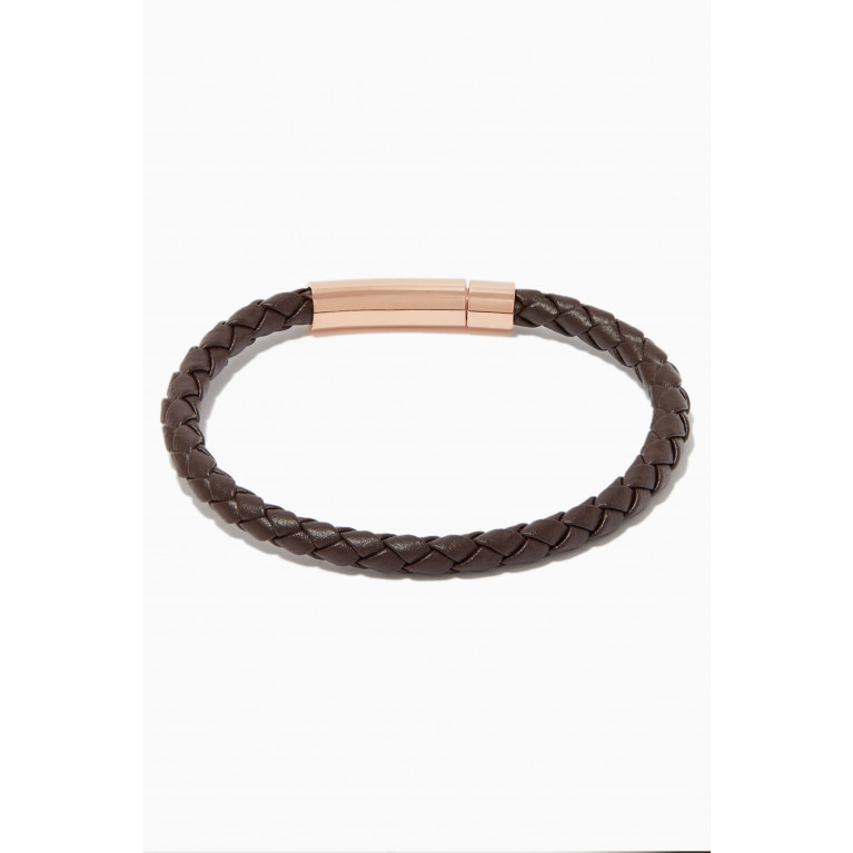 Roderer - Matteo Woven Leather Bracelet Rose Gold