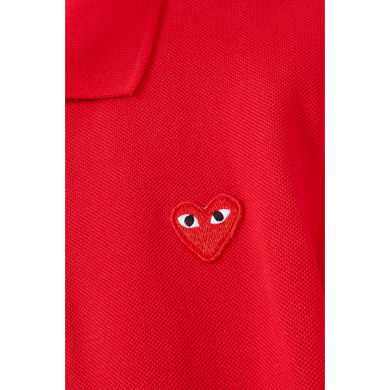 Comme des Garçons  - Logo Appliqué Cotton Piqué Polo Red