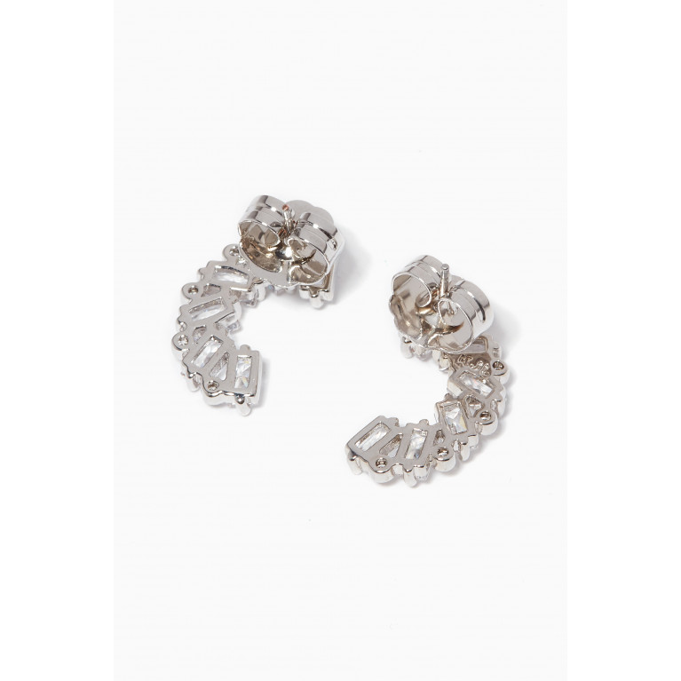 CZ by Kenneth Jay Lane - Baguette Cluster Crawler Earrings Silver